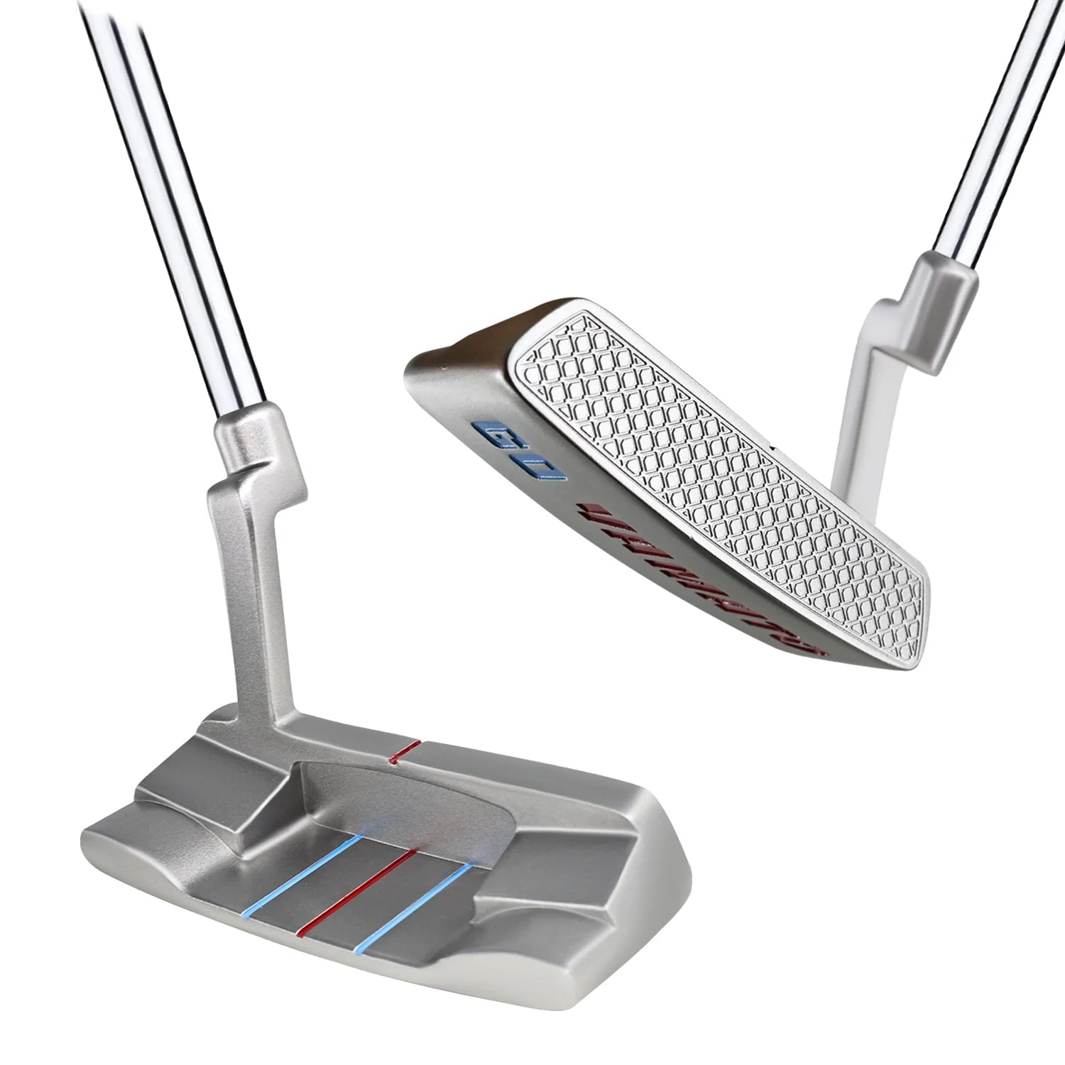 Top view showing triple alignment lines on the Yamato blade putter.