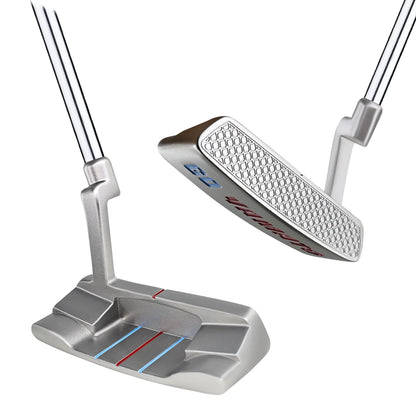 Top view showing triple alignment lines on the Yamato blade putter.