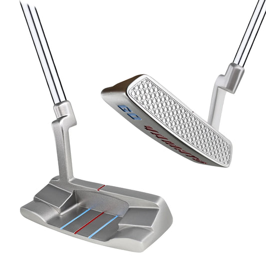 Top view showing triple alignment lines on the Yamato blade putter.