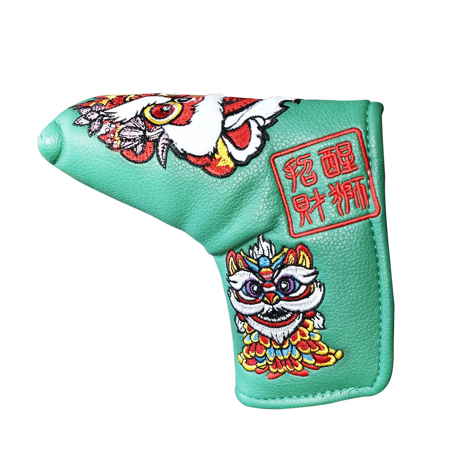 Close-up of driver head cover from Yamato green lion set