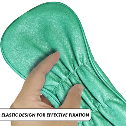 Back view of Yamato green lion golf head cover with elastic band for secure fit
