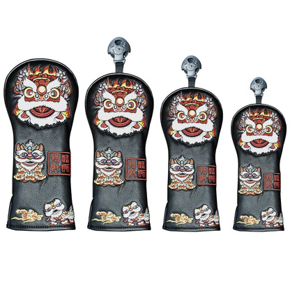4a-piece set display of Yamato black lion golf head covers