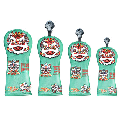 4a-piece set display of Yamato green lion golf head covers