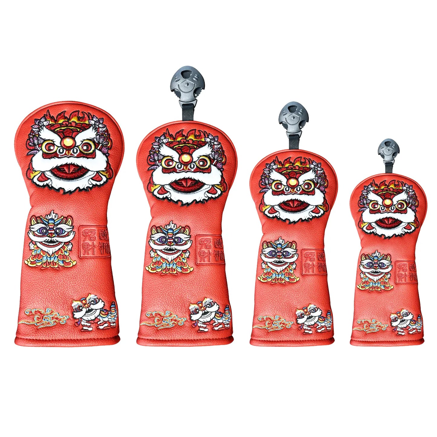 4a-piece set display of Yamato red lion golf head covers
