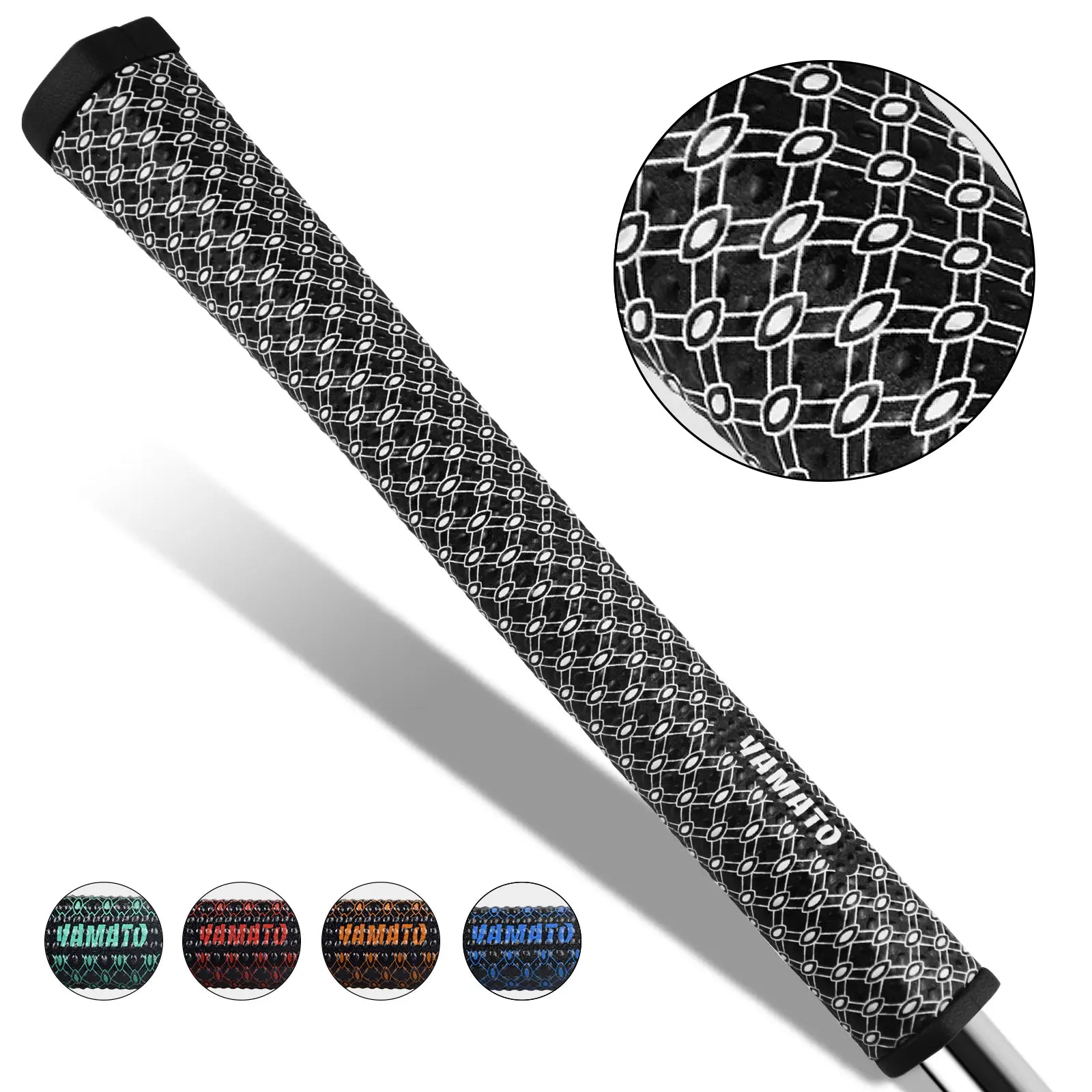 Yamato lightweight non‑slip putter grip in white – ergonomic pistol shape, microfiber silicone bead texture