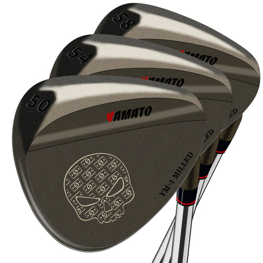 Yamato forged wedge set – 50, 54, 58 degree – 3-piece golf wedge set white background
