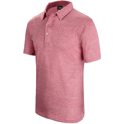 Side view of Yamato Men's Slim Fit Golf Polo in pink, showing slim fit silhouette.