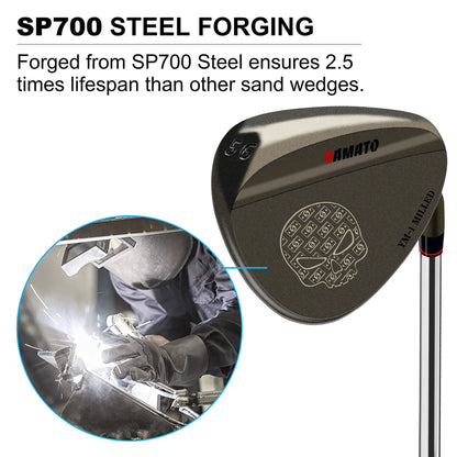 Back engraving view of Yamato wedge set with skull design and premium finish